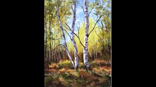 Birch Trees Pastel Painting Skills Class [upl. by Denten]