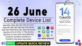 Oppo June 2024 New Update  ColorOS 14 New Update  Oppo Update List  Android 14 Device List🔥🔥 [upl. by Estey]