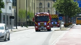 pump 1210 ladder 1230 räddningstjänsten syd Brandbil i utryckning [upl. by Fawna]