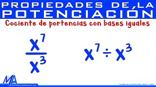 Cociente de potencias con bases iguales  Propiedades de la potenciación [upl. by Alokin]