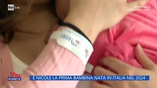 E Nicole la prima bambina nata in Italia nel 2024  La vita in diretta 02012024 [upl. by Ainig]