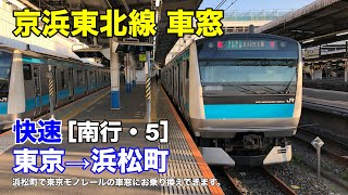 京浜東北線【快速】車窓［南行・5］東京→浜松町 [upl. by Anayra]