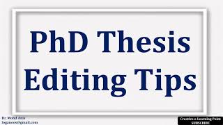 How to Edit PhD Thesis [upl. by Dadelos]