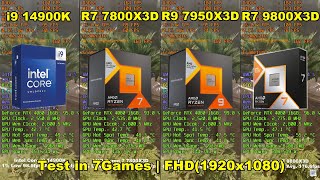 i9 14900K vs 7800X3D vs 7950X3D vs 9800X3D  RTX 4080  Test in 7 Games  FHD1920x1080 [upl. by Pettiford365]