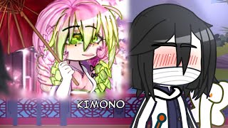 Kimono  Obanai x Mitsuri  react to demon slayer  Demon Slayer meme  Gacha [upl. by Anauqed853]