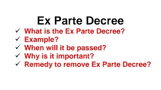 Ex parte decree civil procedure code  Ex parte decree in CPC  Ex parte decree set aside [upl. by Sayre]