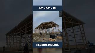 40x60 Pole Barn Rise in Minutes polebarn construction lift barn woodworking shorts [upl. by Atiuqal]