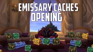 Emissary Cache Opening 35 Caches Legendary Or Not  WOW Patch 72 [upl. by Adnat]