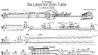 ScoreVideo Six Likes for Solo Tuba Theodore Antoniou 1967 [upl. by Milore931]