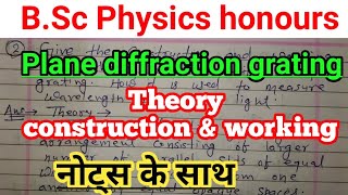 Plane diffraction grating  BSc physics honours question bank solution [upl. by Stoller]