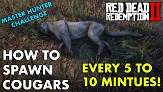 How To Spawn Cougars Every 5 to 10 Minutes   Red Dead Redemption 2 Master Hunter Challenge [upl. by Shayla]