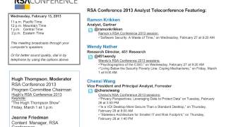 RSA Conference 2013 Analyst Teleconference [upl. by Lewert]