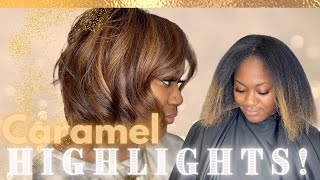 Caramel Blonde and Brown Highlights for DARK Skin [upl. by Johnathan]