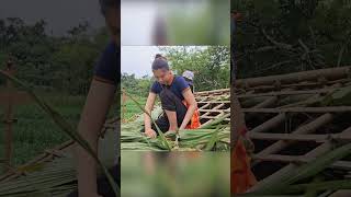 mother 3 days of heavy rain with her 5 month old son completing the roof Part14single mom shorts [upl. by Gregoire]