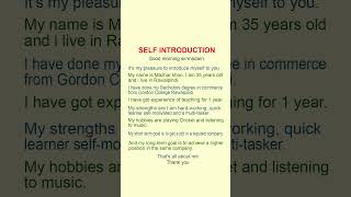 SELF INTRODUCTION  Tell me about yourself  introduction about myself in interview  Hamara YouTube [upl. by Conall]