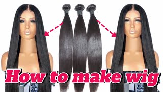 How to make wigDiy hand sewing wig makingHow to make wig for beginnerwig [upl. by Akcirderf]