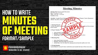 Minutes of Meeting  Minutes of Meeting Format  Meeting Minutes [upl. by Atiragram]