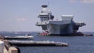 HMS Queen Elizabeth arrives at Naval Station Norfolk [upl. by Ihsakat]