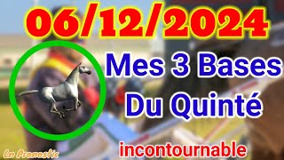 Pronostics PMU Mes 3 bases incontournable VENDREDI 06 DECEMBRE 2024 VINCENNES [upl. by Garibull]