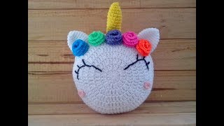 Cojín o almohadón Unicornio tejido a crochet  Paso a paso [upl. by Hannan]