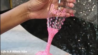 DIY BLING TOASTING FLUTE CHAMPAGNE GLASS NO E6000  PRACTICING HONEYCOMB METHOD PAINTED GLASS [upl. by Alhak]