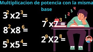 MULTIPLICACIÓN DE POTENCIAS CON LA MISMA BASE EL MÉTODO MÁS FÁCIL RÁPIDO Y DIVERTIDO quotRECOMENDADOquot [upl. by Cello]