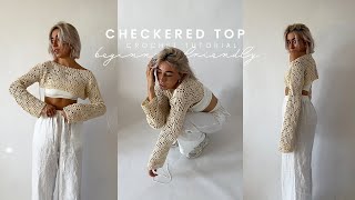 CHECKERED SWEATER crochet tutorial  sleeves  shrug  beginner friendly [upl. by Lashonde]