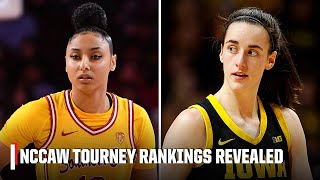 NCAAW Tournament Rankings REVEALED 😱 USC South Carolina Iowa and Texas at No 1 🚨 [upl. by Anirad]