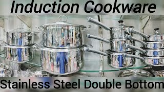 stainless steel induction cookware Sus 304 cookware wholesale bartan crockery kitchenware nonstick [upl. by Rebmak]