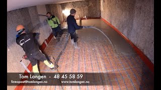 Del22 Betong gulv kjeller Sandvika Rykkinn concrete floor basement Norway Langen støper og pusser [upl. by Cynera859]