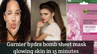 Garnier hydra bomb sheet mask glowing skin in 15 minuteshonest review of Garnier sheet mask [upl. by Drofdeb]