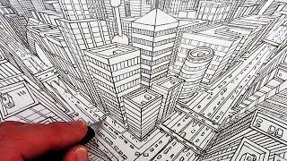 How to Draw a City in 3Point Perspective [upl. by Slosberg649]