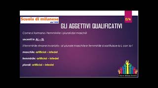 63 lezione  AGGETTIVI QUALIFICATIVI  14  uscenti in AL EL [upl. by Aitnom]