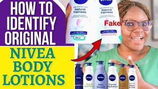 HOW TO IDENTIFY ORIGINAL NIVEA BODY LOTION AND OTHER NIVEA PRODUCTS [upl. by Aidile146]