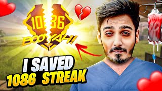 I Saved 1086 Winning Streak Of BIggest Youtuber 🧡 Garena Free Fire [upl. by Ariajay]