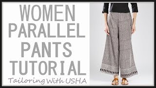 Women Parallel Pants Cutting And Stitching  DIY  Tailoring With Usha [upl. by Nnylkcaj]