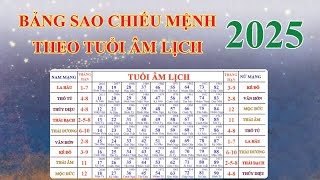 Bảng Sao Chiếu Mệnh Theo Tuổi Âm Lịch Năm 2025 ẤT TỴ [upl. by Ellehcal321]