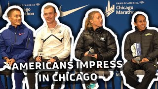 Conner Mantz Clayton Young Emily Sisson And Des Linden Break Down Chicago Marathon 2023 [upl. by Arihaz]