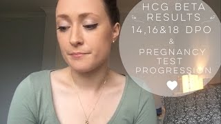 HCG BETA RESULTS 14 16 amp 18 DPO  PREGNANCY TEST PROGRESSION [upl. by Ahsier]