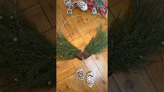 DIY Holiday Greenery Hoop Wreath 🎄christmas wreath diy budget [upl. by Revlys]