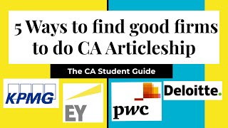 5 Best Ways to apply in CA Firms for Articleship Big4 Midsize Small [upl. by Koran]