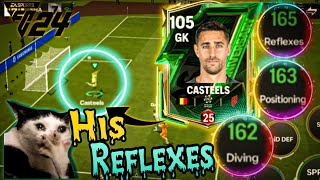 105 OVR CASTEELS RED RANK REVIEW 🔥🧱☠️  HIS REFLEXES MINDBLOWING IN EA FC MOBILE 25 [upl. by Esinehs]