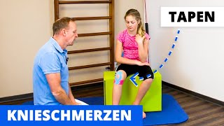 Knie TAPEN bei Schmerzen Morbus Osgood Schlatter Patellasehne  Anleitung zum Nachmachen [upl. by Aikcir387]