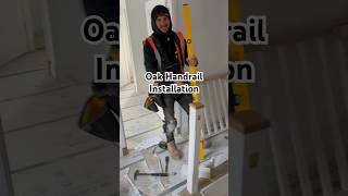 Oak Handrail Installation on Site carpenter oak asmr [upl. by Yecats]