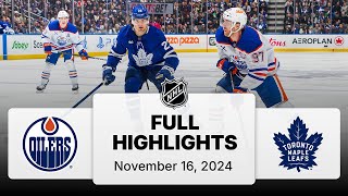 NHL Highlights  Oilers vs Maple Leafs  November 16 2024 [upl. by Nirag448]