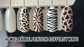 uncut video of animal prints in 4 different ways  animal print nail arts [upl. by Ahseram]