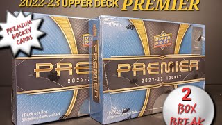 NEW 202223 UPPER DECK PREMIER HOCKEY 2BOX BREAK WITH PATCHTACULAR RESULTS upperdeckhockey [upl. by Bedad897]