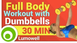 Full Body Workout at Home with Dumbbells [upl. by Ahseikan]