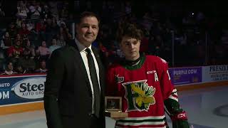 Jordan Dumais honoured for Mooseheads points record [upl. by Ydac]