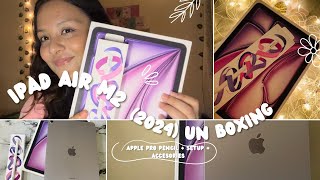 Unboxing IPad Air 6 M2  Purple  11 inch 2024  Apple Pencil pro  Accessories and setup l [upl. by Akcirret]